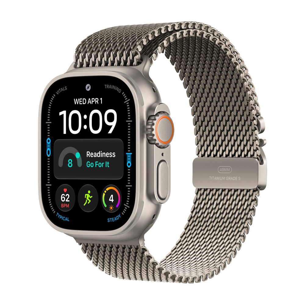 Купить Часы Apple Watch ULTRA 4 49мм «Натуральный титан» | Natural Titanium с ремешком «миланский сетчатый браслет» Titanium Milanese Loop в Улан-Удэ - iGenius